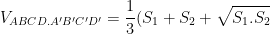V_{ABCD.A'B'C'D'}=\frac{1}{3}(S_1+S_2+\sqrt{S_1.S_2}).OO'